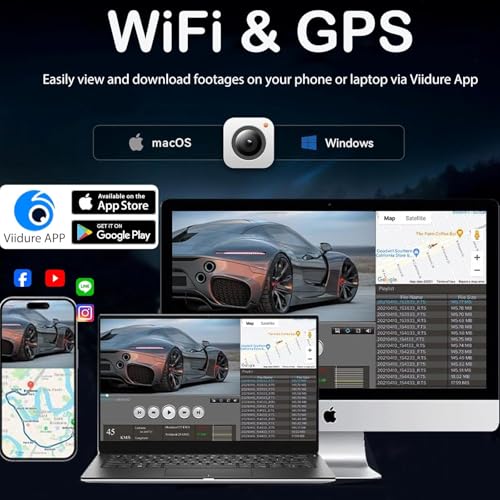QOZ Mirror Dual Dash Camera for Car, Dashcam 4K Front 1080P IMX307 Rear View/ADAS BSD LCA Wi-Fi&APP WDR Night Vision G-Sensor Loop Recording Parking Monitor 64GB Card - Image 5