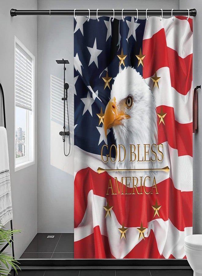 United States USA Flag Shower Curtains God Bless American American Flag Bald Eagle Waterproof Bathroom Curtain 72 x 72 inches - Image 3