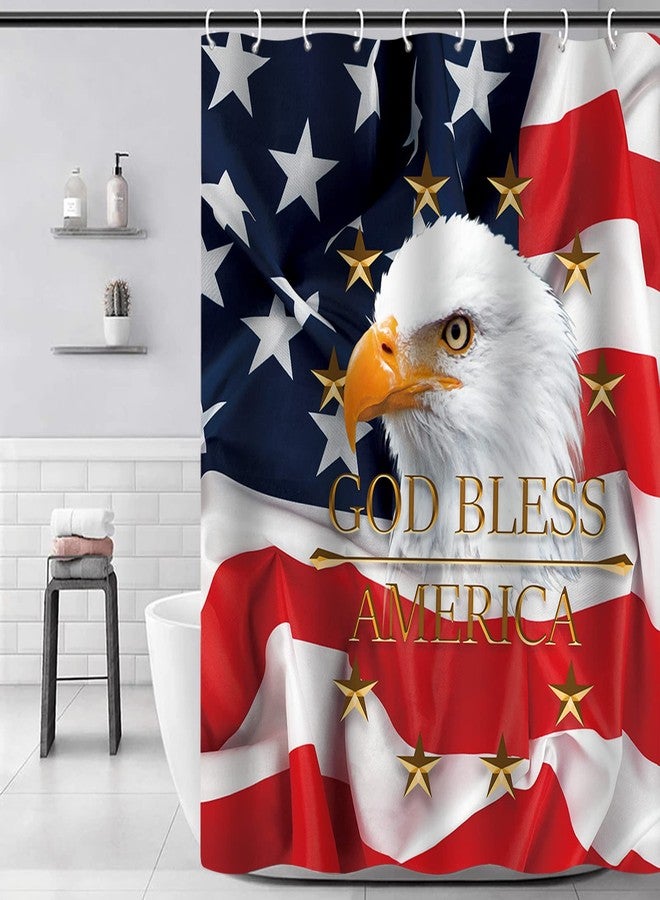 United States USA Flag Shower Curtains God Bless American American Flag Bald Eagle Waterproof Bathroom Curtain 72 x 72 inches - Image 1