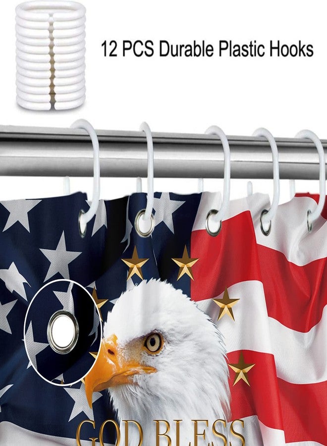 United States USA Flag Shower Curtains God Bless American American Flag Bald Eagle Waterproof Bathroom Curtain 72 x 72 inches - Image 5
