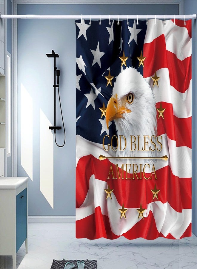 United States USA Flag Shower Curtains God Bless American American Flag Bald Eagle Waterproof Bathroom Curtain 72 x 72 inches - Image 4