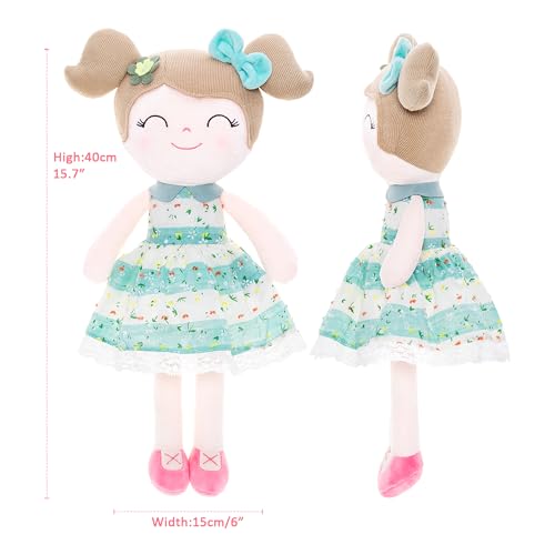 Gloveleya Baby Girl Gifts – Soft First Plush Doll with Gift Box, Spring Green Dress, Snuggly Birthday Present, for Toddler Girls - Image 2
