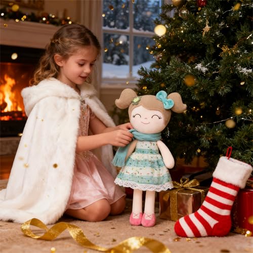 Gloveleya Baby Girl Gifts – Soft First Plush Doll with Gift Box, Spring Green Dress, Snuggly Birthday Present, for Toddler Girls - Image 3