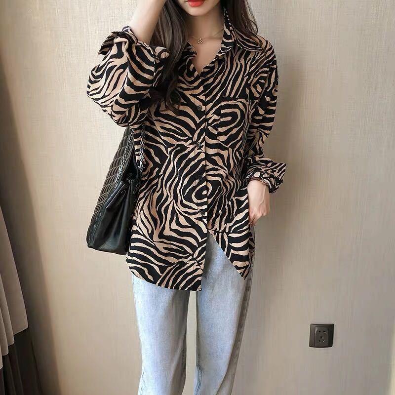 2024 Spring Vintage Stripe Long Sleeve Shirt for Women Black Bar 
