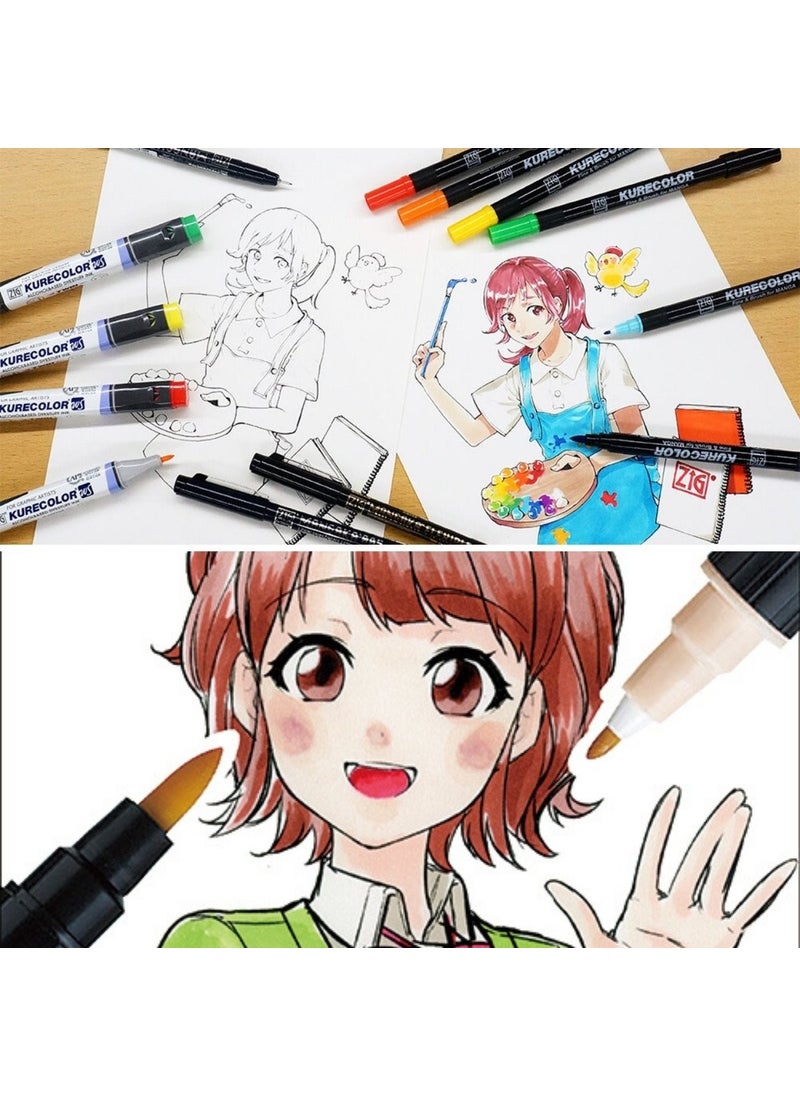 Zig - Kurecolor Mangaka Fine&brush Double-Sided Pen CNKC-2200 No 319 Menthol Violet - Image 1