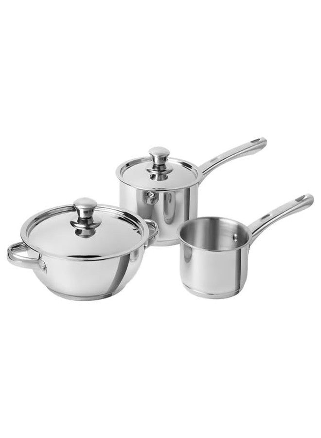 STORK DVARGKRAFTA 5-Piece Cookware Set, Stainless Steel, with Lids, Induction Compatible, 1L Saucepan, 2L Saucepan, 2.8L Wok - Image 1