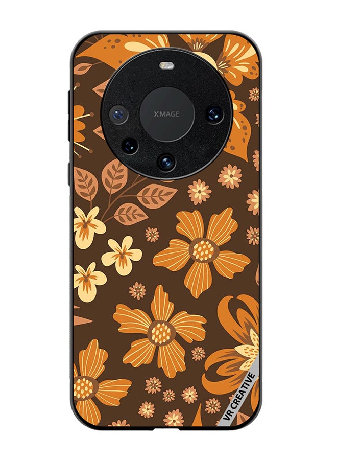 VR CREATIVE Protective Case Cover For Huawei Mate 60 Brown Flowers Design Multicolour - Image 1