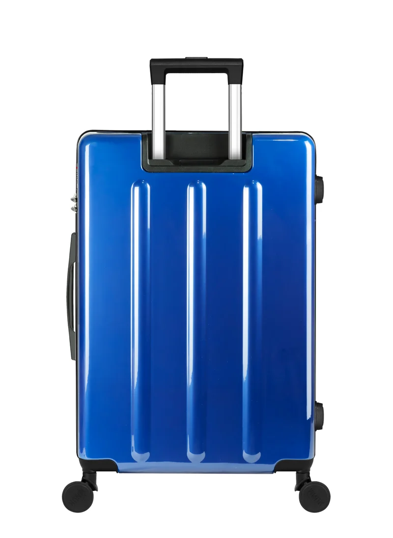 MNUK SWAGGER 24inch Luggage| Polycarbonate and ABS Hardside Trolley| Double 360Â° 4 Wheeler| Pink with black accents & Solid Blue