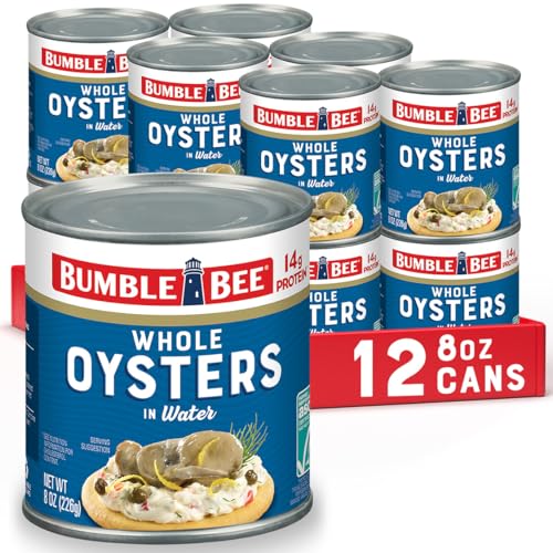 Bumble Bee Premium Select Whole Canned Oysters 8 oz Cans Pack of 12  Ready to Eat  14g Protein per Serving  Gluten Free - Image 1