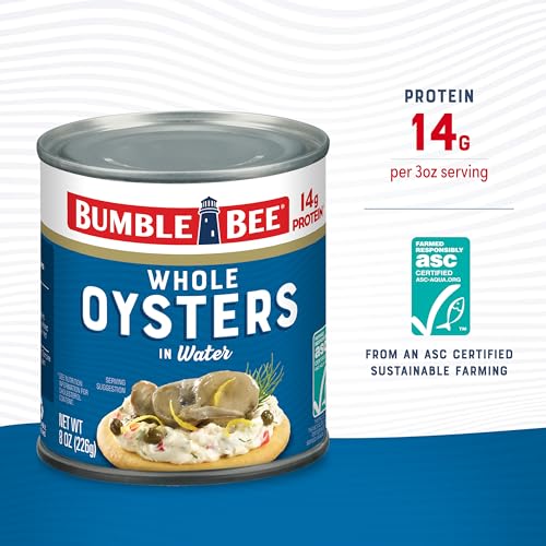 Bumble Bee Premium Select Whole Canned Oysters 8 oz Cans Pack of 12  Ready to Eat  14g Protein per Serving  Gluten Free - Image 5