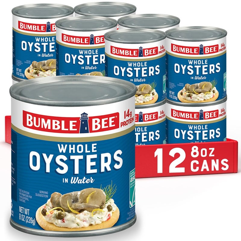 Bumble Bee Premium Select Whole Canned Oysters 8 oz Cans Pack of 12  Ready to Eat  14g Protein per Serving  Gluten Free - Image 3