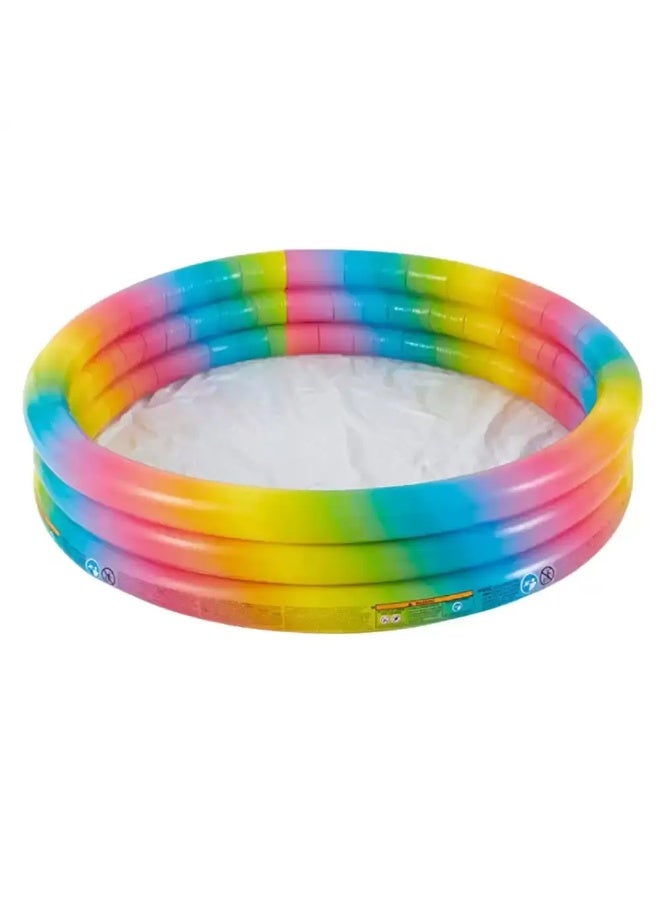 Intex Rainbow Ombre Inflatable Baby Pool – 1.47m x 33cm – Colorful 3-Ring Design - Image 2