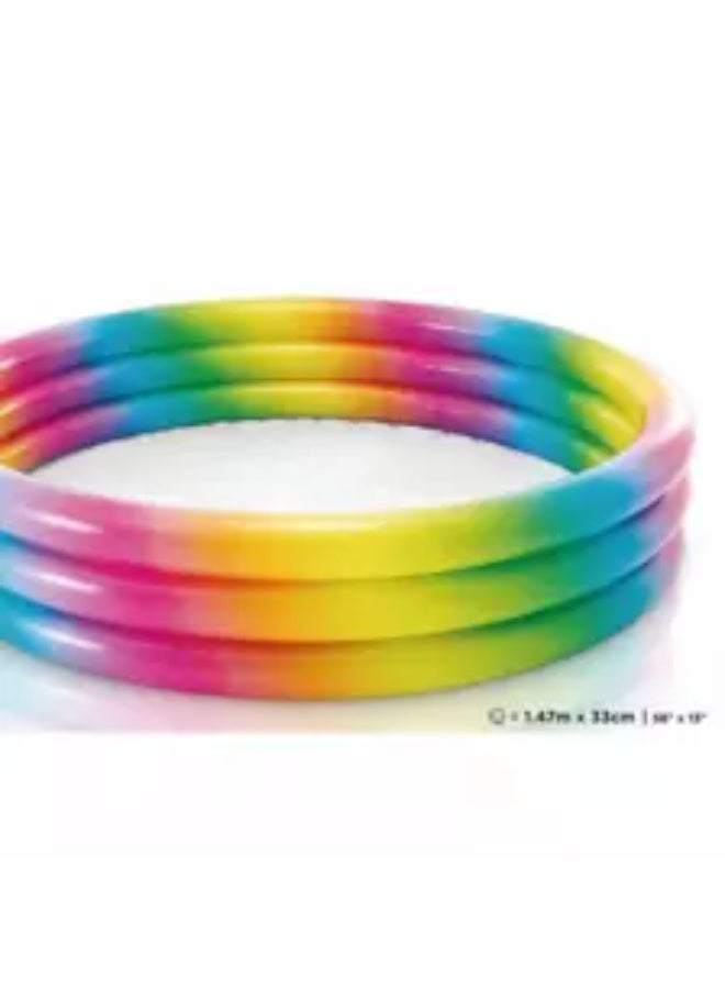 Intex Rainbow Ombre Inflatable Baby Pool – 1.47m x 33cm – Colorful 3-Ring Design - Image 1
