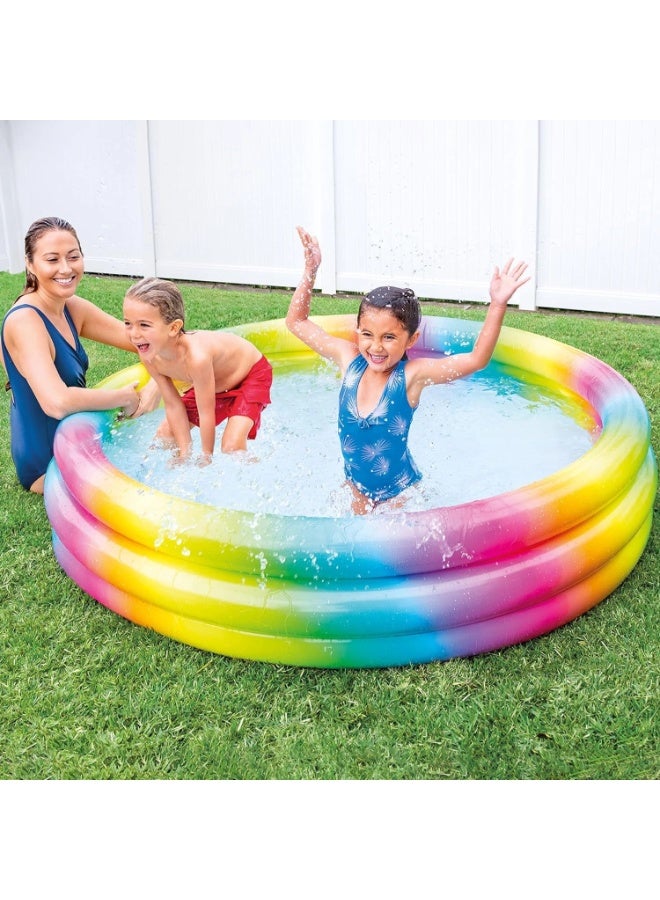Intex Rainbow Ombre Inflatable Baby Pool – 1.47m x 33cm – Colorful 3-Ring Design - Image 3