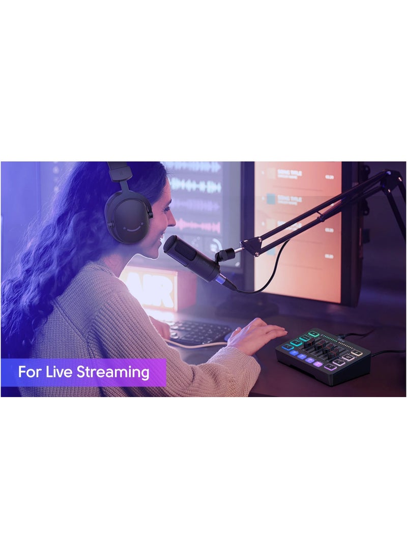 FIFINE - FIFINE Gaming Audio Mixer Streaming 4 Channel RGB Mixer with XLR Microphone Interface for Game Voice Podcast AmpliGame SC3 - Image 1