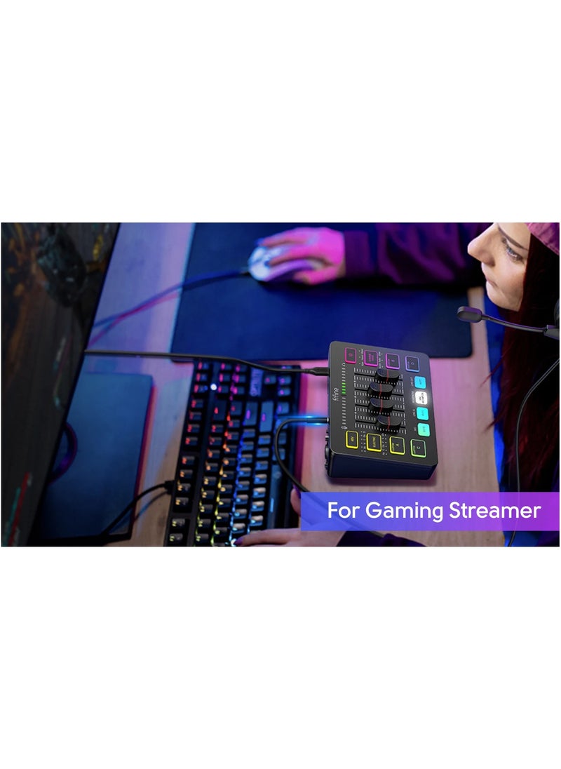 FIFINE - FIFINE Gaming Audio Mixer Streaming 4 Channel RGB Mixer with XLR Microphone Interface for Game Voice Podcast AmpliGame SC3 - Image 1