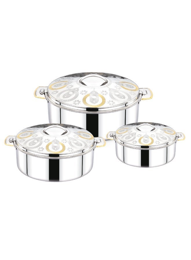 SEAGULL VESPERA Insulated Hotpot 3-Piece Set 3.5L/5L/7.5L | Premium Stainless Steel Inner & Outer | Keeps Food Hot & Fresh for Hours | Elegant Finish | Ideal for Home & Serving- Gold Finish - Image 1