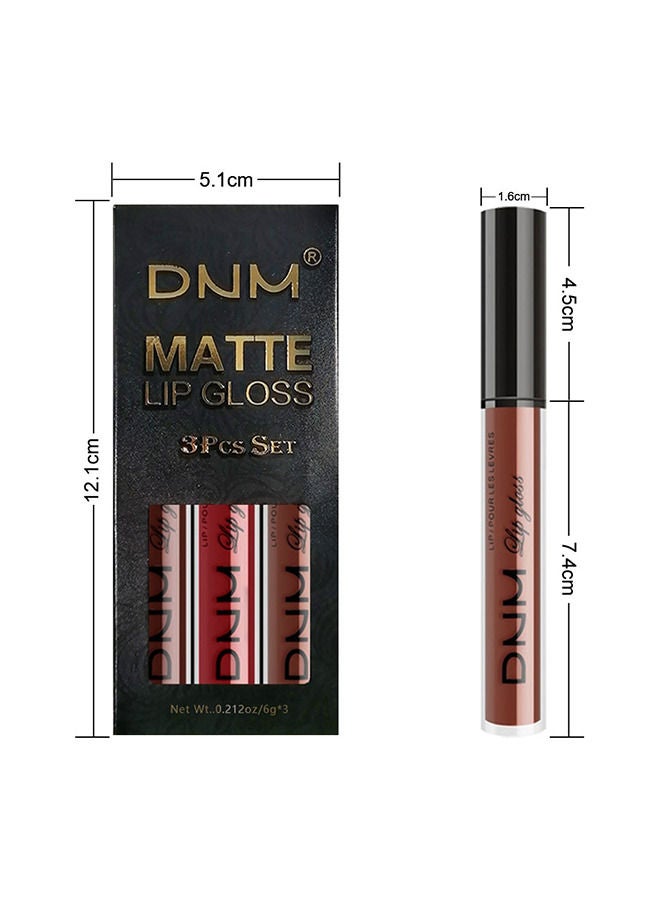 دي ان ام 3 قطع غير لامع على مدار 24 ساعة أحمر شفاه سائل مجموعات غير لامع بني أحمر داكن البقاء على شفة أحمر الشفاه غير اللامع مجموعة الشفاه - Image 5