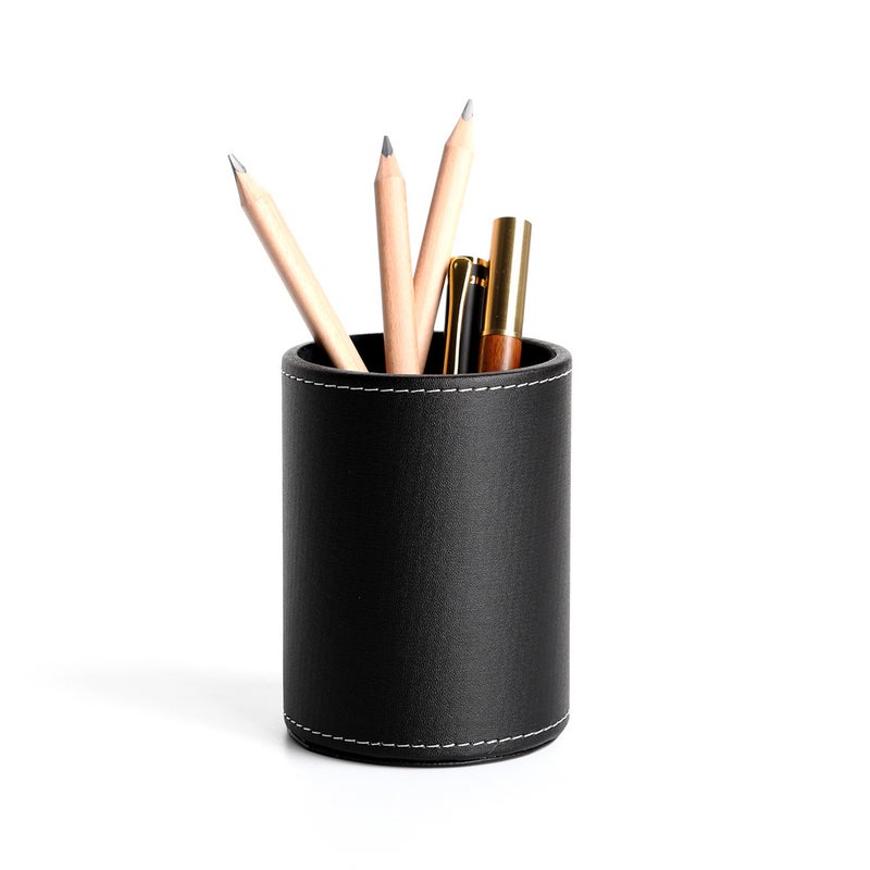 Business Leather Round Pencil Holder Desk Organizer - Image 1