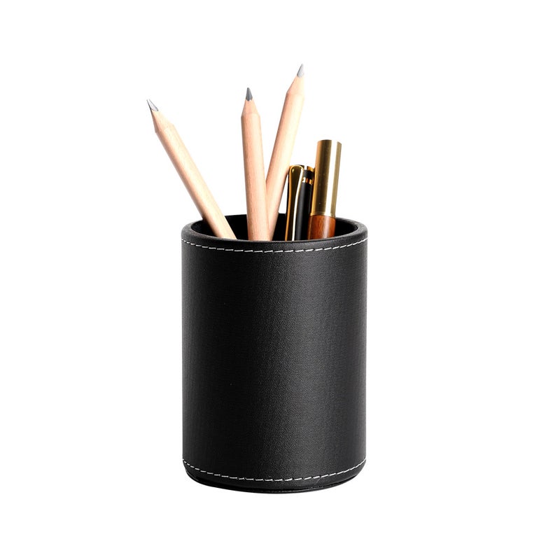 Business Leather Round Pencil Holder Desk Organizer - Image 5