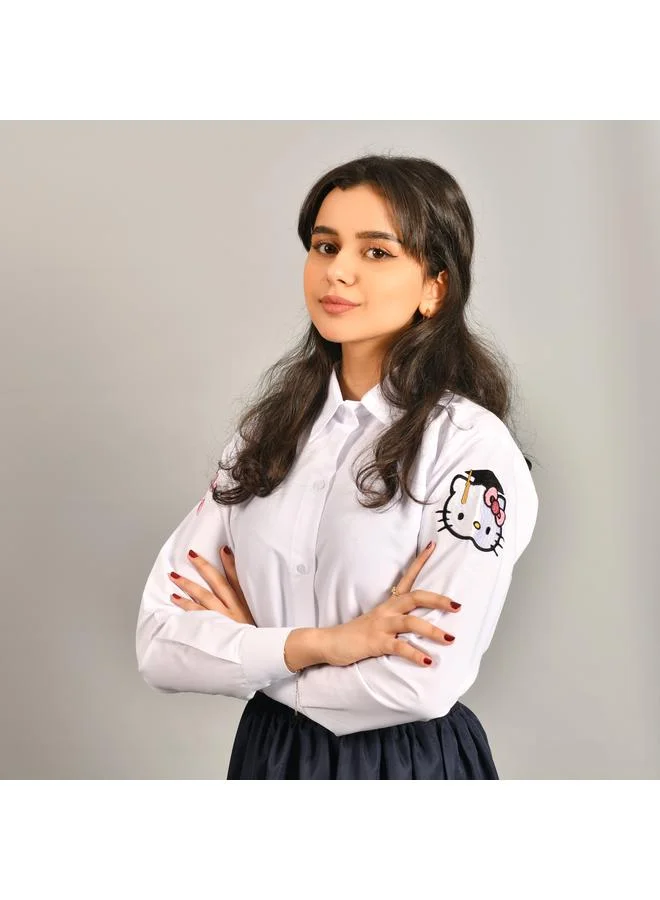 HAWRAA ABAYA White shirt with various embroidery