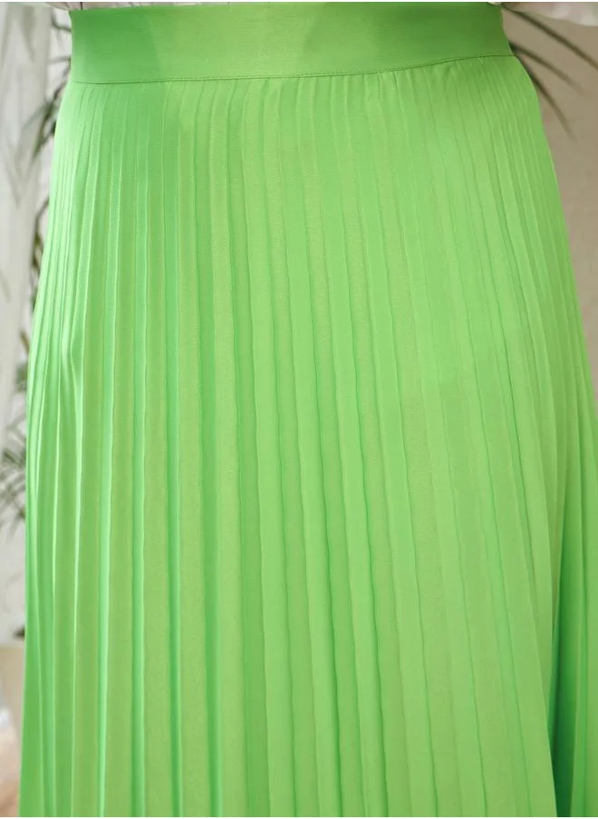 ساسافراس Pleated A-Line Satin Maxi Skirt by Styli