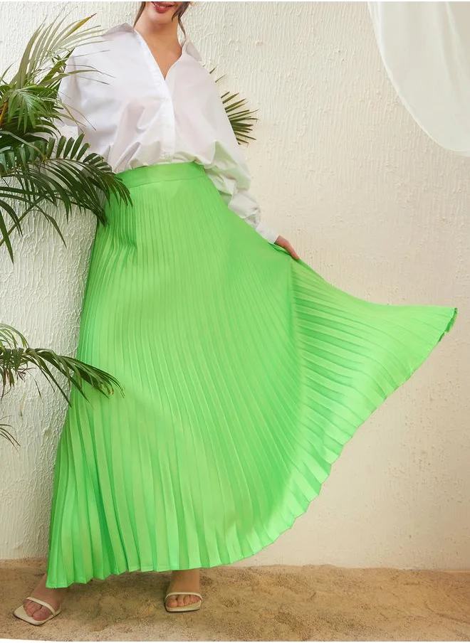 ساسافراس Pleated A-Line Satin Maxi Skirt