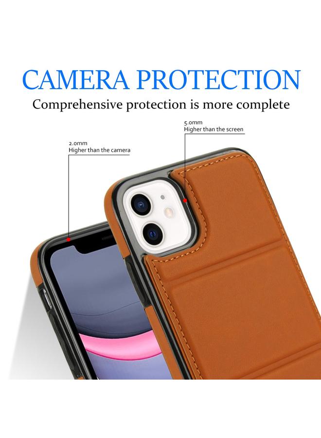 زبون حافظة هاتف آيفون 11 مصنوعة من الجلد مع حامل ثلاثي الطي وفتحة للبطاقة - Image 5