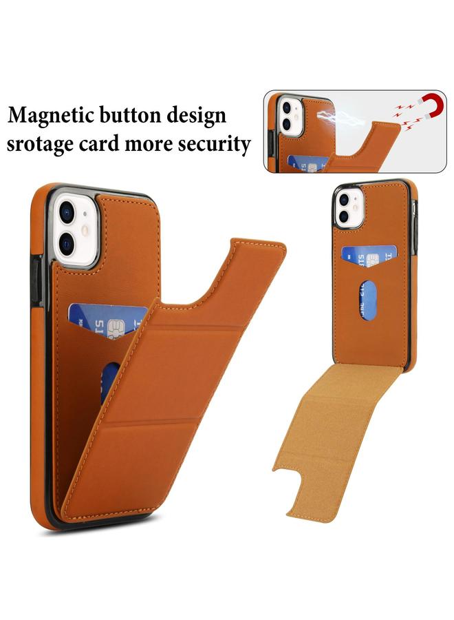 زبون حافظة هاتف آيفون 11 مصنوعة من الجلد مع حامل ثلاثي الطي وفتحة للبطاقة - Image 3