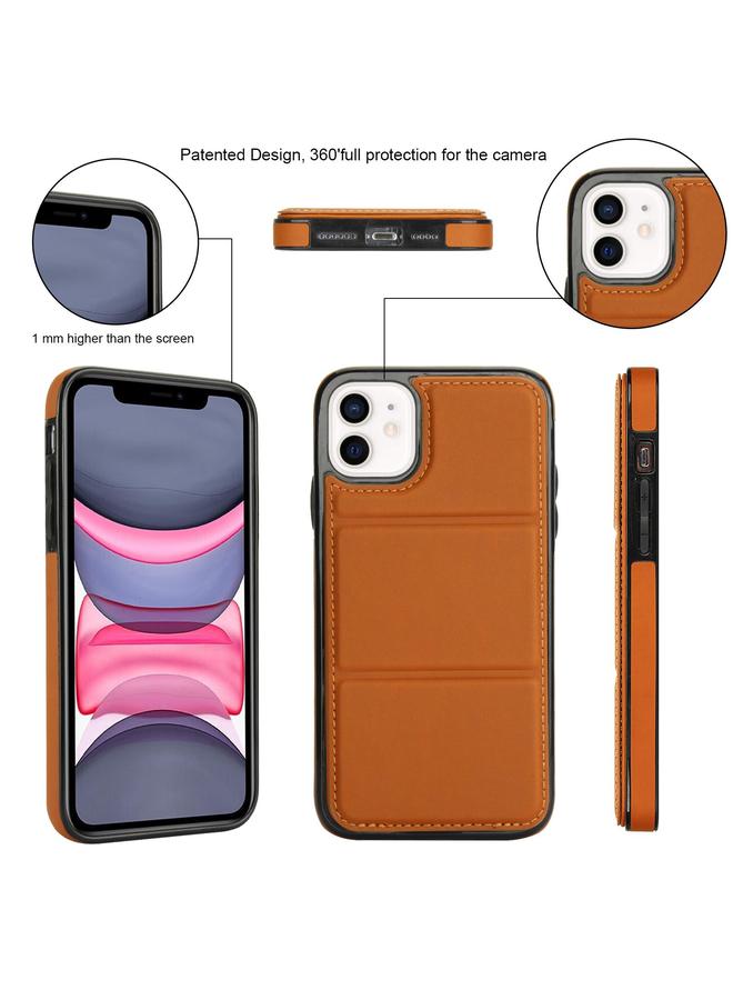 زبون حافظة هاتف آيفون 11 مصنوعة من الجلد مع حامل ثلاثي الطي وفتحة للبطاقة - Image 4