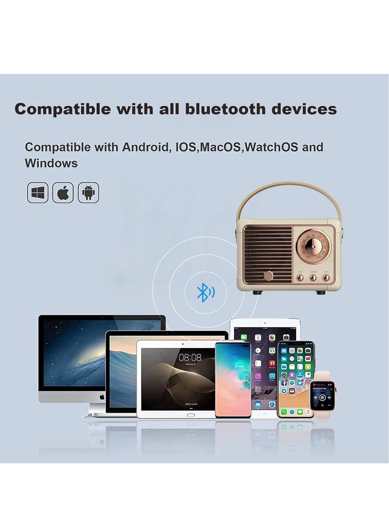 Beauenty Retro Bluetooth Speaker Vintage Decor Mini Wireless Bluetooth Speaker Cute Old Fashion Style for Kitchen Desk Bedroom Office Party Outdoor Accessories for iPhone Android - Image 4