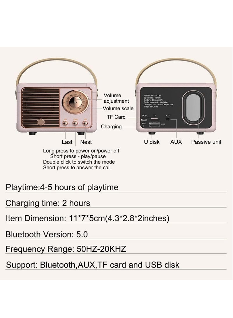 Beauenty Retro Bluetooth Speaker Vintage Decor Mini Wireless Bluetooth Speaker Cute Old Fashion Style for Kitchen Desk Bedroom Office Party Outdoor Accessories for iPhone Android - Image 3