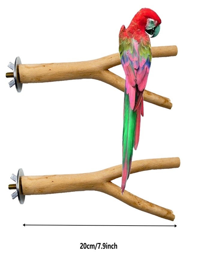 Allazone 7 PCS Natural Parrot Perch Bird Stand Fork Parakeet Climbing Standing Branches Toy for Small Lovebirds Budgies Cockatiels - Image 3