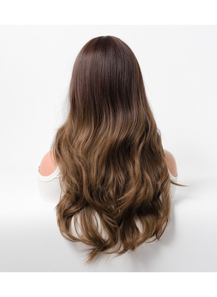 Estelle Wig Female Long Curly Hair Big Wave Medium Long Full Headgear Dark Brown Mix Light Brown - Image 4