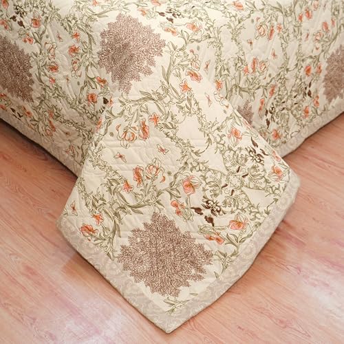 Innovative Edge Reversible Quilted Bedcover King Size | 100% Cotton Supersoft Bedsheet Set | Can Be Used as AC Quilt | Elegant Bedding with 2 Pillow Covers | Floral Design - Image 3