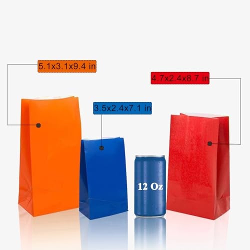 KEYYOOMY 100 CT Small Hot Pink Paper Bags Hot Pink Party Goodie Bags Party Favor Bag Paper Lunch Bag (100 CT, 3.1 X 5.1 X 9.4 In) - Image 2