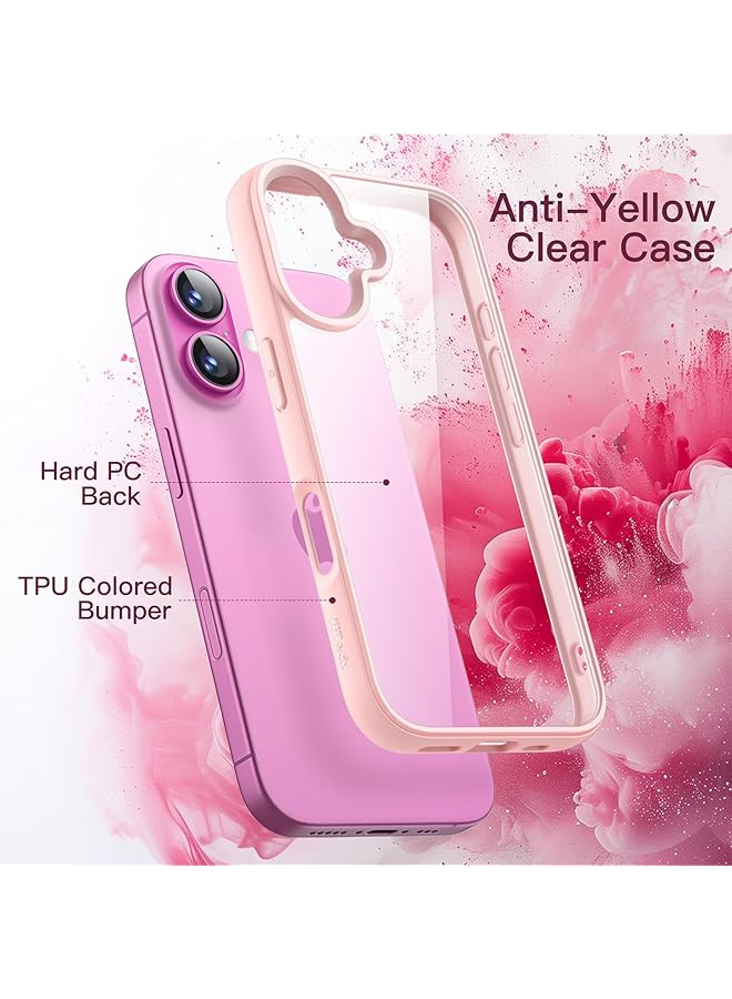 Jetech Case For Iphone 16 6.1 Inch Shockproof Phone Bumper Cover Solid Color Matte Tpu Frame Anti Scratch Clear Back Light Pink - Image 3