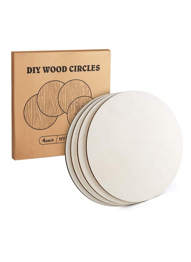 ilauke 14 Inch Wood Circles For Crafts 4Pcs Blank Unfinished Wood Crafts 1/4 Inch Thick Wood Rounds For Crafts Wood Rounds Discs For Crafts Wood Signs Burning Painting Wedding Decoration  - Image 1