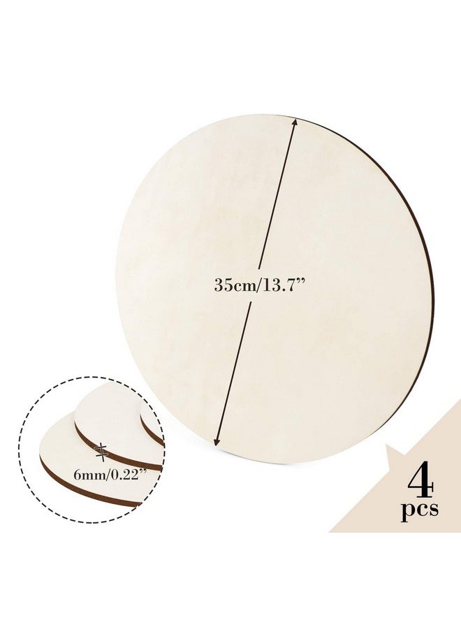 ilauke 14 Inch Wood Circles For Crafts 4Pcs Blank Unfinished Wood Crafts 1/4 Inch Thick Wood Rounds For Crafts Wood Rounds Discs For Crafts Wood Signs Burning Painting Wedding Decoration  - Image 2