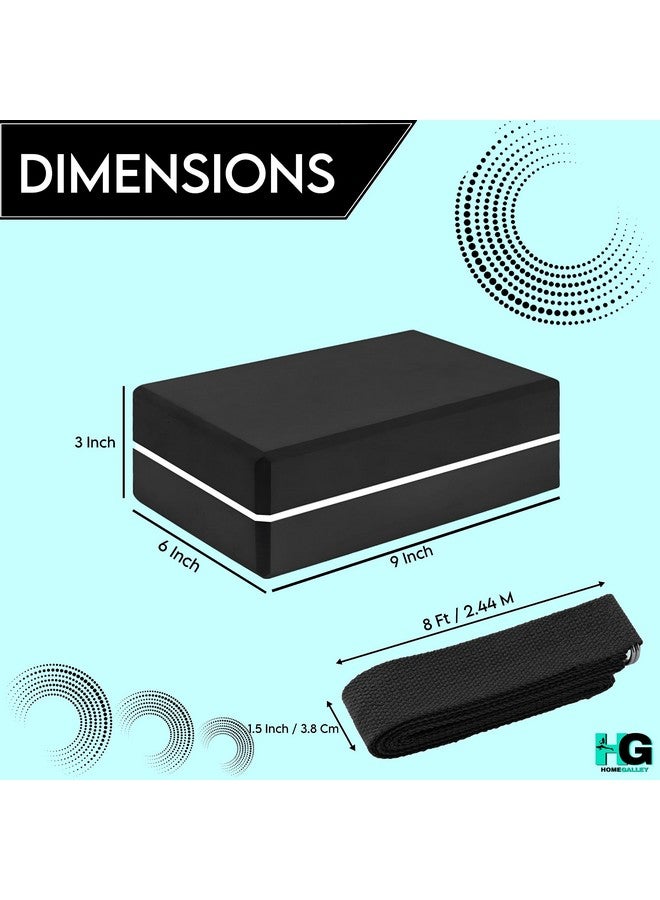 HOMEGALLEY Yoga Blocks Pack of 4 with 2 Belt for Exercise High Density Eva Exercise Block Pairs to Improve Strength, Balance, Stretching Yoga Bricks Set with Strap for Women and Men (Black and White) - Image 3