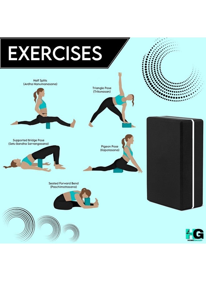 HOMEGALLEY Yoga Blocks Pack of 4 with 2 Belt for Exercise High Density Eva Exercise Block Pairs to Improve Strength, Balance, Stretching Yoga Bricks Set with Strap for Women and Men (Black and White) - Image 5