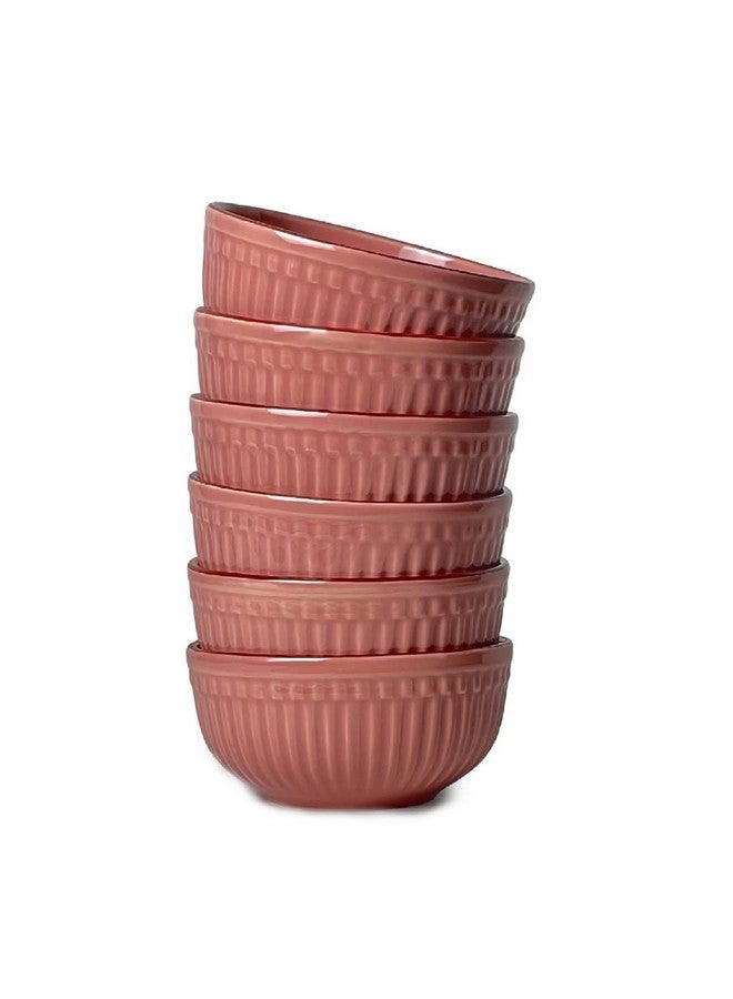 SEPARATE WAY Ceramic Soup Bowls, Cereal Bowl, Dishwasher & Microwave Safe/Serving Bowls For Kitchen (Pink, Set Of 6), 500 ML - Image 2