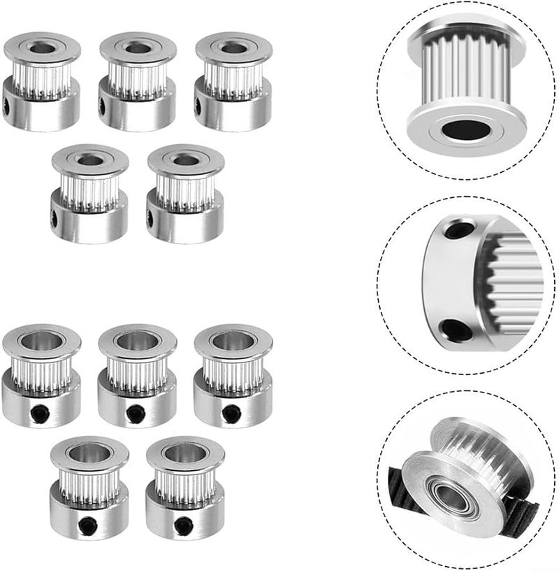 بكرة سير توقيت من سبائك الألومنيوم 2GT، 20 سنًا، عرض 6 مم، عبوة من 10 قطع لمحرك الطابعة ثلاثية الأبعاد - Image 5