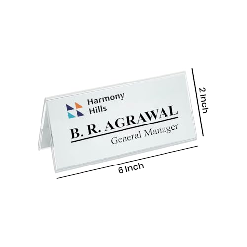 Printodelivery Clear Acrylic Desk Name Plate Holder –2Sided (6x2 Inch, Pack of 10) V-Shaped Display Stand for Name Plates,Signs & Labels – Reusable for Office, Business, Weddings,Restaurants & Schools - Image 3