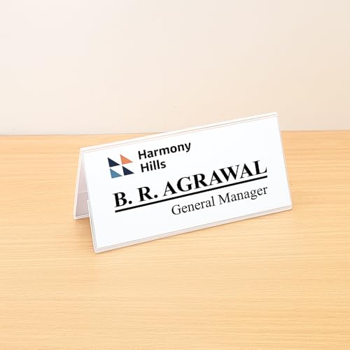 Printodelivery Clear Acrylic Desk Name Plate Holder –2Sided (6x2 Inch, Pack of 10) V-Shaped Display Stand for Name Plates,Signs & Labels – Reusable for Office, Business, Weddings,Restaurants & Schools - Image 5