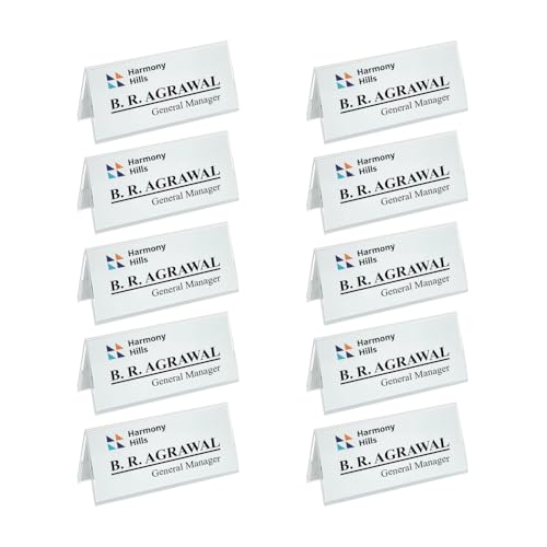 Printodelivery Clear Acrylic Desk Name Plate Holder –2Sided (6x2 Inch, Pack of 10) V-Shaped Display Stand for Name Plates,Signs & Labels – Reusable for Office, Business, Weddings,Restaurants & Schools - Image 1