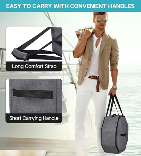SLEEPING LAMB Large Hat Box for Women Storage Collapsible Cowboy Hat Travel Case with Handles for Men Carry and Wide Brims Cap Organizer for Closet Gray - Image 3