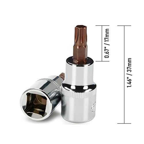 FOCMKEAS 1/4" Drive T40 Torx Bit Socket, S2 Steel Bits, Heat Treated CR-V Steel Star Sockets 1.46" Length - Image 2