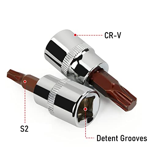 FOCMKEAS 1/4" Drive T40 Torx Bit Socket, S2 Steel Bits, Heat Treated CR-V Steel Star Sockets 1.46" Length - Image 4