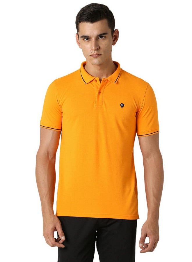 Van Heusen Men's Regular fit T-Shirt (VSKP517S011413_Flame Orange XL) - Image 1